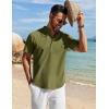 imageCOOFANDY Mens Henley Shirt Short Sleeve Casual TShirt Summer Beach Hippie Henley Tee ShirtArmy Green
