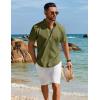 imageCOOFANDY Mens Henley Shirt Short Sleeve Casual TShirt Summer Beach Hippie Henley Tee ShirtArmy Green