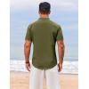 imageCOOFANDY Mens Henley Shirt Short Sleeve Casual TShirt Summer Beach Hippie Henley Tee ShirtArmy Green