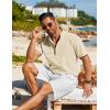 imageCOOFANDY Mens Henley Shirt Short Sleeve Casual TShirt Summer Beach Hippie Henley Tee ShirtBeige