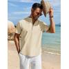 imageCOOFANDY Mens Henley Shirt Short Sleeve Casual TShirt Summer Beach Hippie Henley Tee ShirtBeige