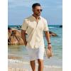 imageCOOFANDY Mens Henley Shirt Short Sleeve Casual TShirt Summer Beach Hippie Henley Tee ShirtBeige