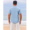 imageCOOFANDY Mens Henley Shirt Short Sleeve Casual TShirt Summer Beach Hippie Henley Tee ShirtBlue