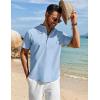 imageCOOFANDY Mens Henley Shirt Short Sleeve Casual TShirt Summer Beach Hippie Henley Tee ShirtBlue