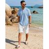 imageCOOFANDY Mens Henley Shirt Short Sleeve Casual TShirt Summer Beach Hippie Henley Tee ShirtBlue