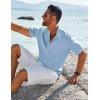 imageCOOFANDY Mens Henley Shirt Short Sleeve Casual TShirt Summer Beach Hippie Henley Tee ShirtBlue