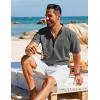 imageCOOFANDY Mens Henley Shirt Short Sleeve Casual TShirt Summer Beach Hippie Henley Tee ShirtDark Grey