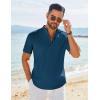 imageCOOFANDY Mens Henley Shirt Short Sleeve Casual TShirt Summer Beach Hippie Henley Tee ShirtDeep Blue