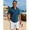 imageCOOFANDY Mens Henley Shirt Short Sleeve Casual TShirt Summer Beach Hippie Henley Tee ShirtDeep Blue