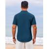 imageCOOFANDY Mens Henley Shirt Short Sleeve Casual TShirt Summer Beach Hippie Henley Tee ShirtDeep Blue