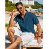 imageCOOFANDY Mens Henley Shirt Short Sleeve Casual TShirt Summer Beach Hippie Henley Tee ShirtDeep Blue