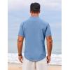 imageCOOFANDY Mens Henley Shirt Short Sleeve Casual TShirt Summer Beach Hippie Henley Tee ShirtDenim Blue