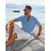 imageCOOFANDY Mens Henley Shirt Short Sleeve Casual TShirt Summer Beach Hippie Henley Tee ShirtDenim Blue