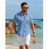 imageCOOFANDY Mens Henley Shirt Short Sleeve Casual TShirt Summer Beach Hippie Henley Tee ShirtDenim Blue