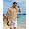 imageCOOFANDY Mens Henley Shirt Short Sleeve Casual TShirt Summer Beach Hippie Henley Tee ShirtKhaki