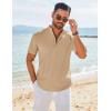 imageCOOFANDY Mens Henley Shirt Short Sleeve Casual TShirt Summer Beach Hippie Henley Tee ShirtKhaki