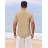 imageCOOFANDY Mens Henley Shirt Short Sleeve Casual TShirt Summer Beach Hippie Henley Tee ShirtKhaki