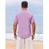 imageCOOFANDY Mens Henley Shirt Short Sleeve Casual TShirt Summer Beach Hippie Henley Tee ShirtLavender