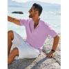 imageCOOFANDY Mens Henley Shirt Short Sleeve Casual TShirt Summer Beach Hippie Henley Tee ShirtLavender