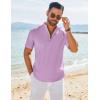 imageCOOFANDY Mens Henley Shirt Short Sleeve Casual TShirt Summer Beach Hippie Henley Tee ShirtLavender