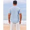 imageCOOFANDY Mens Henley Shirt Short Sleeve Casual TShirt Summer Beach Hippie Henley Tee ShirtLight Blue
