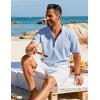 imageCOOFANDY Mens Henley Shirt Short Sleeve Casual TShirt Summer Beach Hippie Henley Tee ShirtLight Blue