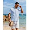 imageCOOFANDY Mens Henley Shirt Short Sleeve Casual TShirt Summer Beach Hippie Henley Tee ShirtLight Blue
