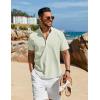 imageCOOFANDY Mens Henley Shirt Short Sleeve Casual TShirt Summer Beach Hippie Henley Tee ShirtLight Green