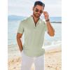 imageCOOFANDY Mens Henley Shirt Short Sleeve Casual TShirt Summer Beach Hippie Henley Tee ShirtLight Green