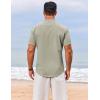 imageCOOFANDY Mens Henley Shirt Short Sleeve Casual TShirt Summer Beach Hippie Henley Tee ShirtLight Grey