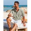 imageCOOFANDY Mens Henley Shirt Short Sleeve Casual TShirt Summer Beach Hippie Henley Tee ShirtLight Grey