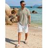 imageCOOFANDY Mens Henley Shirt Short Sleeve Casual TShirt Summer Beach Hippie Henley Tee ShirtLight Grey