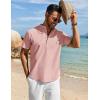 imageCOOFANDY Mens Henley Shirt Short Sleeve Casual TShirt Summer Beach Hippie Henley Tee ShirtLight Pink