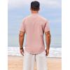 imageCOOFANDY Mens Henley Shirt Short Sleeve Casual TShirt Summer Beach Hippie Henley Tee ShirtLight Pink