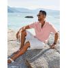 imageCOOFANDY Mens Henley Shirt Short Sleeve Casual TShirt Summer Beach Hippie Henley Tee ShirtLight Pink
