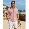 imageCOOFANDY Mens Henley Shirt Short Sleeve Casual TShirt Summer Beach Hippie Henley Tee ShirtLight Pink