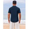 imageCOOFANDY Mens Henley Shirt Short Sleeve Casual TShirt Summer Beach Hippie Henley Tee ShirtNavy Blue