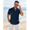 imageCOOFANDY Mens Henley Shirt Short Sleeve Casual TShirt Summer Beach Hippie Henley Tee ShirtNavy Blue
