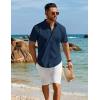 imageCOOFANDY Mens Henley Shirt Short Sleeve Casual TShirt Summer Beach Hippie Henley Tee ShirtNavy Blue