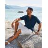 imageCOOFANDY Mens Henley Shirt Short Sleeve Casual TShirt Summer Beach Hippie Henley Tee ShirtNavy Blue