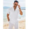 imageCOOFANDY Mens Henley Shirt Short Sleeve Casual TShirt Summer Beach Hippie Henley Tee ShirtWhite