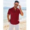 imageCOOFANDY Mens Henley Shirt Short Sleeve Casual TShirt Summer Beach Hippie Henley Tee ShirtWine Red