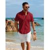 imageCOOFANDY Mens Henley Shirt Short Sleeve Casual TShirt Summer Beach Hippie Henley Tee ShirtWine Red