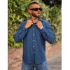 imageCOOFANDY Mens Long Sleeve Button Down Shirt Casual Untucked Shirts for Men Oxford Dress ShirtsDenim Blue