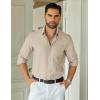 imageCOOFANDY Mens Long Sleeve Button Down Shirt Casual Untucked Shirts for Men Oxford Dress ShirtsLight Khaki