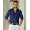 imageCOOFANDY Mens Long Sleeve Button Down Shirt Casual Untucked Shirts for Men Oxford Dress ShirtsNavy Blue