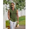imageCOOFANDY Mens Summer Sleeveless Shirts Beach Knit Tank Top Button Up Casual Tank Shirt Vacation TopsArmy Green