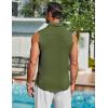 imageCOOFANDY Mens Summer Sleeveless Shirts Beach Knit Tank Top Button Up Casual Tank Shirt Vacation TopsArmy Green