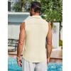 imageCOOFANDY Mens Summer Sleeveless Shirts Beach Knit Tank Top Button Up Casual Tank Shirt Vacation TopsCream