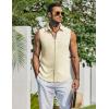 imageCOOFANDY Mens Summer Sleeveless Shirts Beach Knit Tank Top Button Up Casual Tank Shirt Vacation TopsCream